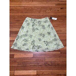 Requirements Womens Skirt Sz XL Green Floral Lightweight Lined Elastic Waist NWT